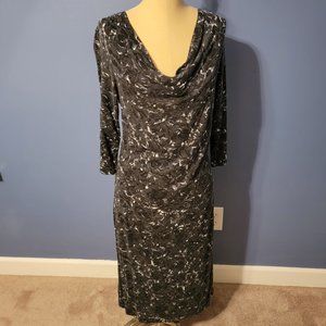 LOFT - 3/4 slv, knit, rouched dress